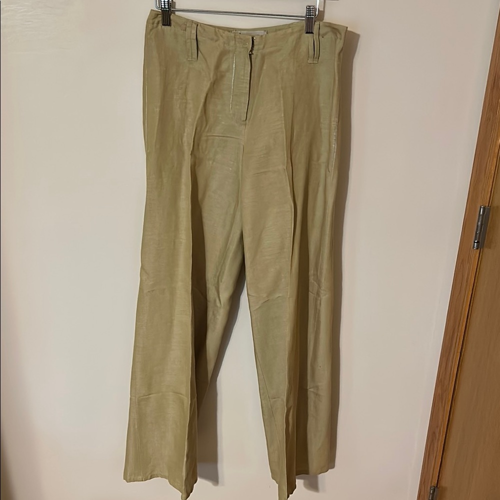 ATW by Claude brown linen blend wide leg pants size 6